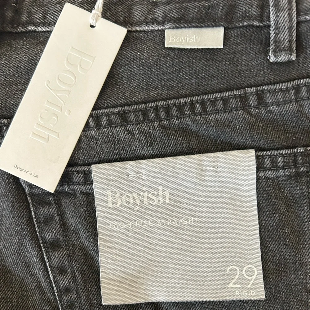 Boyish By Her Tommy The Hustler Black High Rise Straight Leg Button Fly Jeans